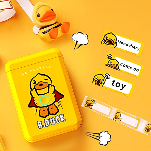 NIIMBOT & B.Duck Co-Branded D110 Thermal Label Makers with 1 Roll Cartoon Tape, Portable Cute Mini Bluetooth Sticker Printer for Home Office School Use, Mobile Phone Editable, Printable Width 0.47\'\'