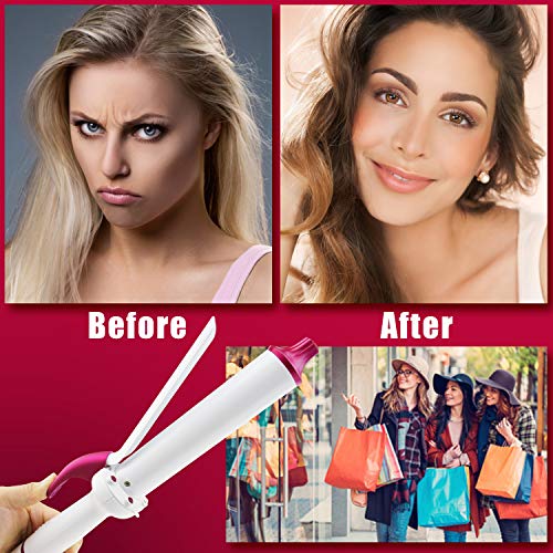 Efflemour Infrared Ionic Curling Iron 1.25 Inch with 6 Heat Settings, Variable Frequency Thermostatic Tech, Dual-Voltage Anti-Scald Hair Curler (110-240V, 280F-450F)