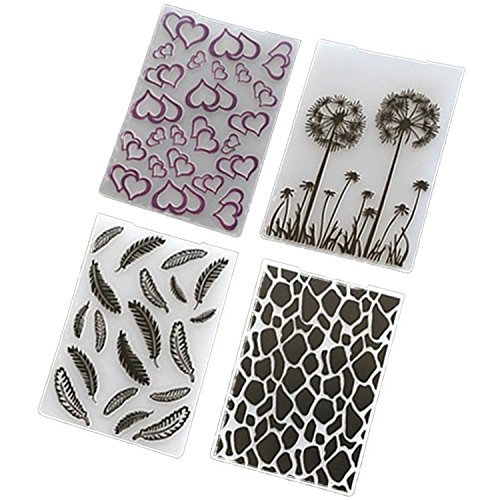 Migavan 4 Assorted Patterns Embossing Folder Plastic Templates Molds Tools for DIY Craft Scrapbooking Photo Album Card Decoration Style D
