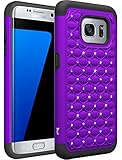 Galaxy S7 Edge Case, Tauri Studded Rhinestone [Crystal Bling] Hybrid Defender Armor Protective Case Cover For Samsung Galaxy S7 Edge - Purple