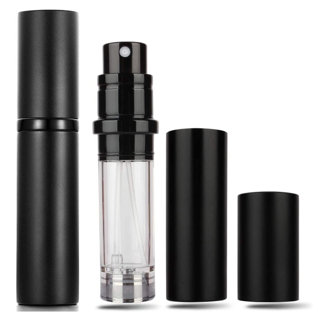 Travelofo Mini Perfume Atomiser Spray Bottle, 5ml Portable Refillable Dispenser for Man and Woman (Black)