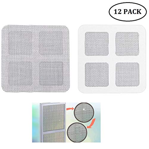 Zengest Door and Window Screen Repair Kit, 12 Pcs (4 x 4 Inches), Equivalent to 48 Pcs 2 x 2 inches, Strong Fiberglass Holes Cover Mesh Tape Kit
