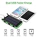 FLOUREON 10000mAh Solar Charger Power Bank Waterproof Portable External Battery Backup with Dual USB for Android iPad iPhone Cellphones, 2 LED Flashlight with Compass for Emergency(Green)