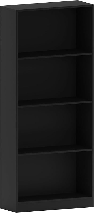 Vida Designs Cambridge 4 Tier Large Bookcase Black Wood Shelving Unit