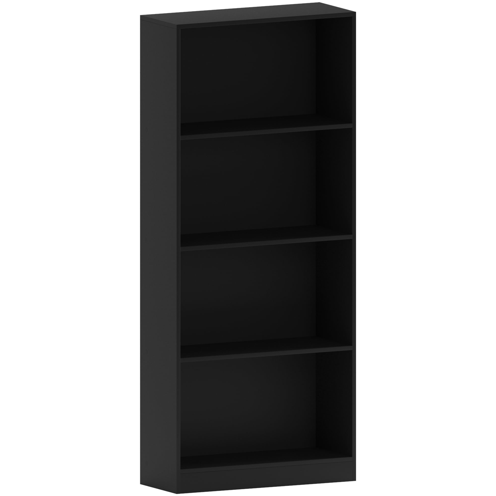 Vida Designs Cambridge 4 Tier Large Bookcase, Black Wooden Shelving Display Storage Unit Office Living Room Furniture