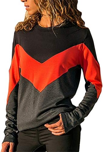 Jinjiums Women Hooded, Winter Autumn Contrast T-Shirt Color O-Neck Long Sleeve Button Casual Slim Tunic Tops