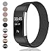 hooroor Fitbit Charge 2 Bands Small & Large for Women Men Girls, Milanese Loop Stainless Steel Metal Bracelet Strap with Unique Magnet Lock, No Buckle Needed for Fitbit Charge 2 (Black, Large)