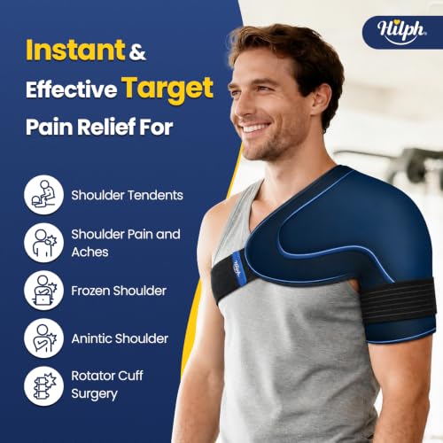 Hilph Cooling Shoulder Cuff Flexible with Velcro Closure for Rotator Cuff, Tendonitis, Shoulder Pain, Postoperative Recovery, Large