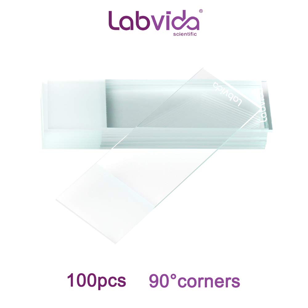 Labvida 100pcs Frosted Microscope Slides, Standard Grade, Dim.75x25mm(2.95''x0.98''), 90° Corners, Frosted 1 end 1 side, LVQ006Z - Image 3