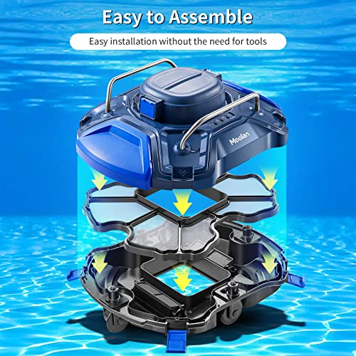 Moolan Cordless Robotic Pool Cleaner, Automatic Pool Vacuum Lasts 140
