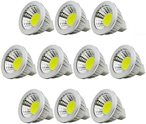 10 Pack, GU5.3/MR16 3W LED Bulbs Cool White 6000K 210LM, DC 12V, 20 Watt Incandescent Equivalent, Ultra Bright Energy Saving Spotlight, LED Lamp for Recessed Lighting Track Lighting