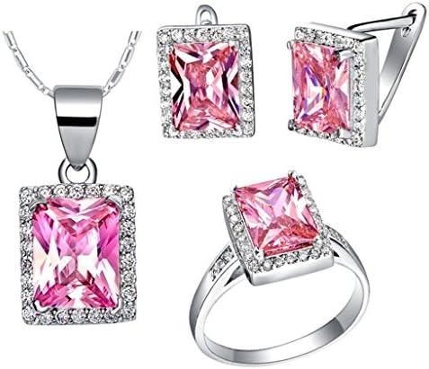 Aomily Jewelry, Gold Rectangle Womens Earring Necklace And Ring Sets Decoration