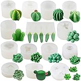 Funshowcase Cactus and Succulent Plant Silicone Molds Set of 14-count for Epoxy Resin Soap Candle Wax Polymer Clay Concrete Plaster Fondant Cake DÃ©cor Chocolate Isomalt Smaller