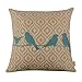 LINKWELL 18x18 inches Forest Bird Yellow Ikat Geometry Burlap Pillow Cover