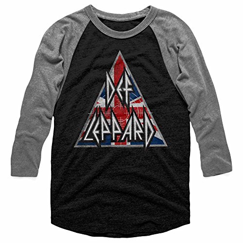Def Leppard 80s Heavy Metal Band RocknRoll Brit Flag Logo Adult Raglan T-Shirt T