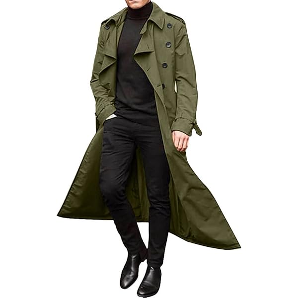 Zeiyignr Man's Double Breasted Trench Coat Oversized Casual