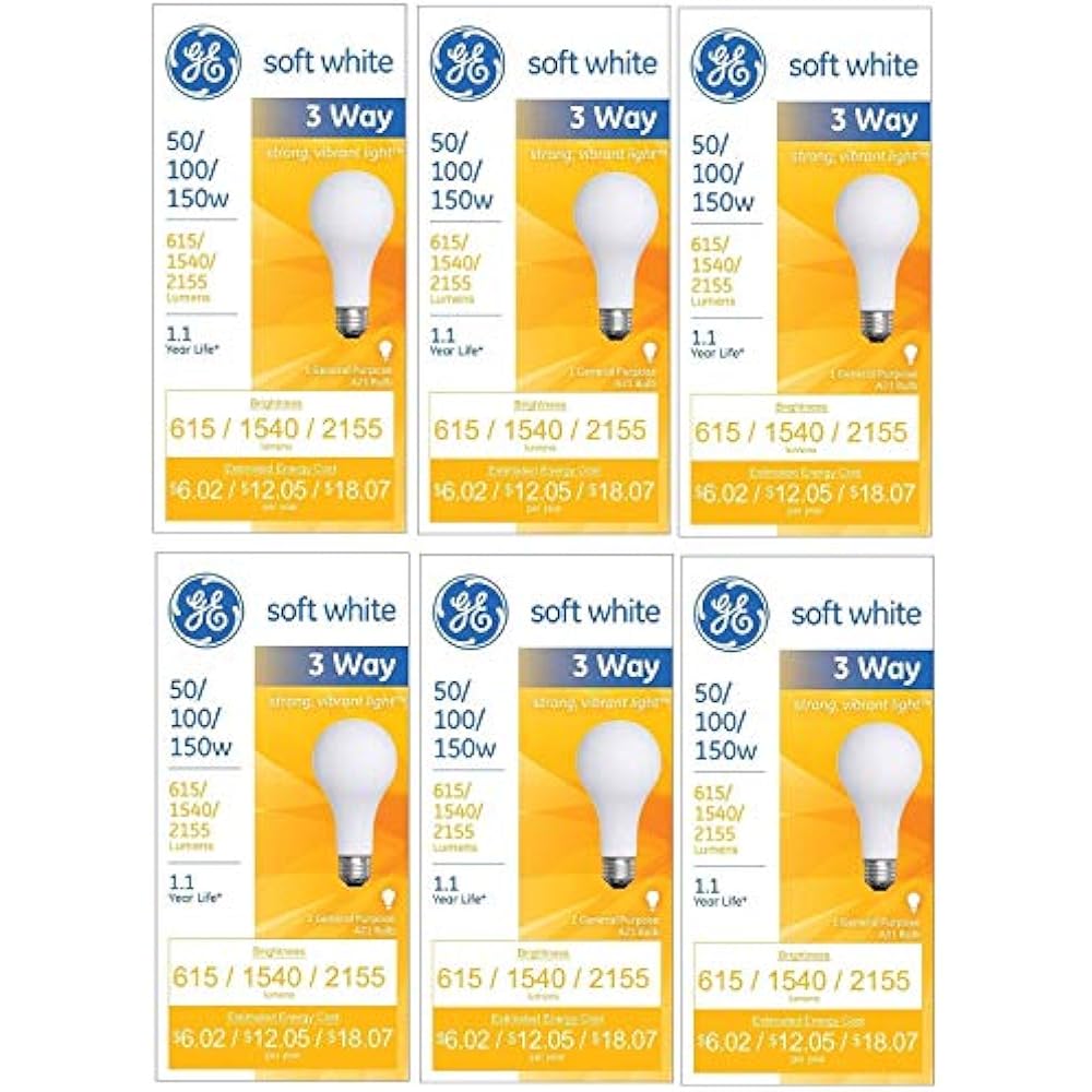 97494 50/100/150 Watt 3Way Light Bulb With Medium Base, 615/1540/2155
