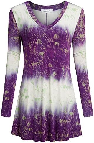 Sixother Womens Tie Dye Tunic Flattering Tops Plus Size Blouses Comfy Shirts
