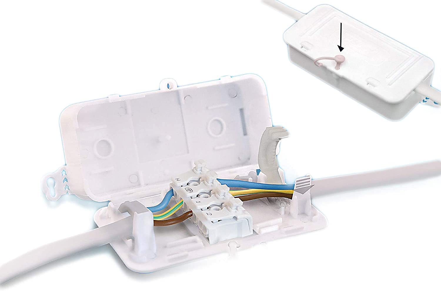 Debox Sl with FREE SCREWLESS Terminal Block Deksb-003 4 Pole Connector Block Junction Box (PACK OF 1) 4 Pole 16amp, 0.5-2.5mm² Connector Block, Capable Of Accommodating 2, 3 And 4 Conductors