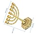 singlotat 12 Tribes of Israel Jerusalem Temple Menorah,7 Branch Hexagonal Base Jewish Candle Holder, Holy Land Gift (Menorah)