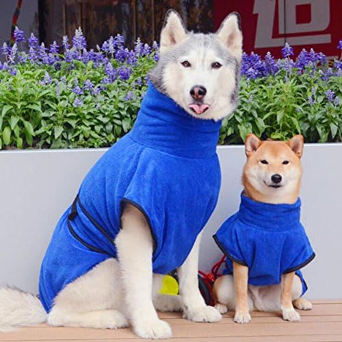 Microfibre Dog Cat Bath Robe Pet Bathrobe Beach Towel Quick Drying and Super Absorbent Car Protector for Wet Muddy Dogs Pet Hooded Bath Towel Coat
