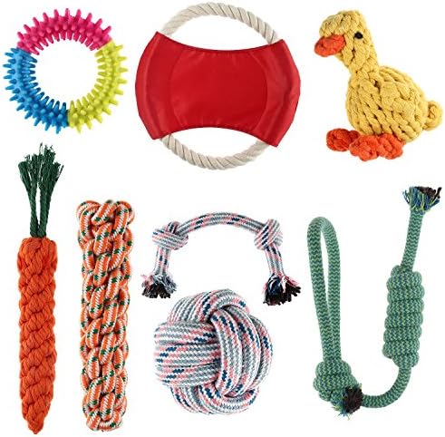 Yizen Dog Chew Rope Toys for Chewer Pet-friendly Cotton Teething Rope Interactive and Training Toy Set (Set of 8)
