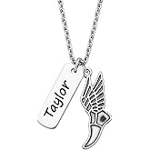 Personalized Track Necklace, Engraved Charm Necklace, Sneaker Pendant, Running Gift for Women