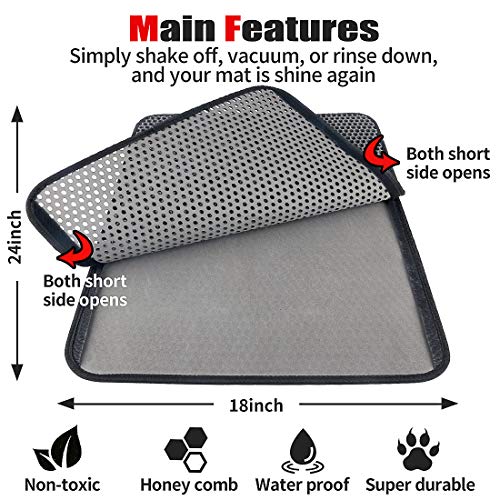 Cat Litter Mat Litter Trapping Mat,24" X 18" Inch Honeycomb Double Layer Design Waterproof Urine Proof Trapper Mat for Litter Boxes,Easy Clean Scatter Control and Washable - Thumbnail 3