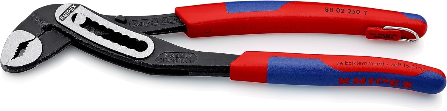 KNIPEX Alligator Water Pump Pliers with Slim Multi-Component Grips, with Integrated Tether Attachment Point for A, 88 02 250 T