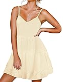 FANCYINN Women Solid Casual Tiered Mini Dresses