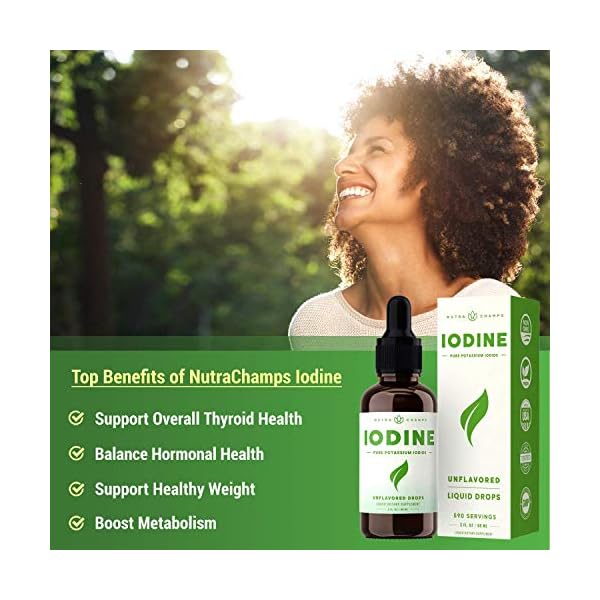 Iodine Drops (12 Year Supply) Vegan Liquid Iodine Supplement Solution Supports Thyroid Health
