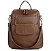 UTO Women Backpack Purse 3 ways PU Washed Leather Ladies Rucksack Shoulder Bag Brown