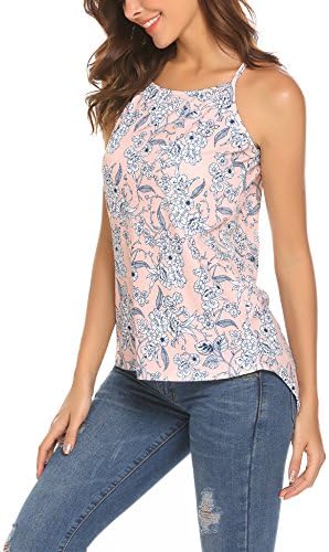 Yitrend Tops For Women Summer Sleeveless Tanks Camis Floral Print Top Tees Shirts
