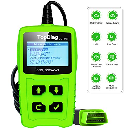 JD101 Universal Code Readers Engine Scan Tool Check Engine Light Car Diagnostic Tool OBD2 Scanner with Battery Test for for All Cars Vehicles Automotive After 1996