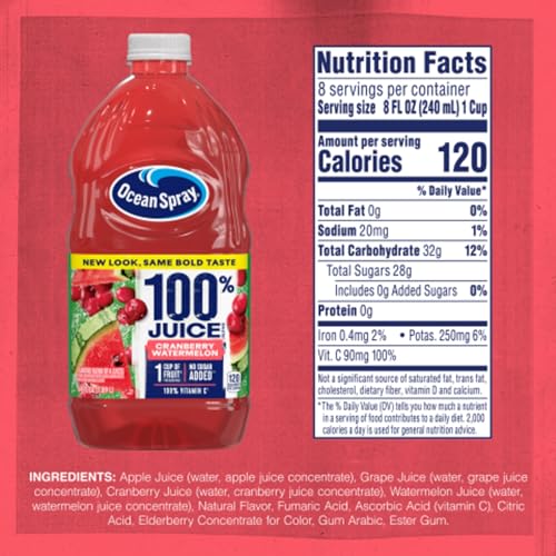 OCEAN SPRAY® 100% JUICE CRANBERRY WATERMELON JUICE BLEND, 64 FL OZ BOTTLE (PACK OF 1)