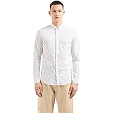 Armani Exchange Mens Long Sleeve Micro Print Button Down Shirt. Slim Fit