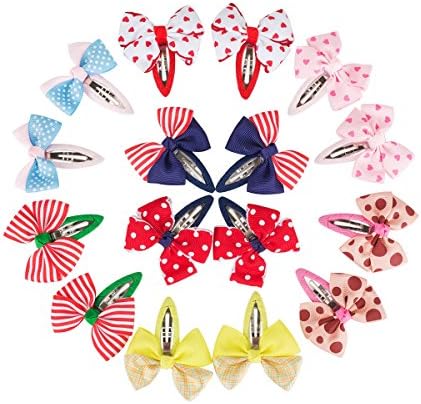 BonnyGirl 8 Pairs Baby Girls Hair Bows Snap Clips Barrettes Mixed Colors