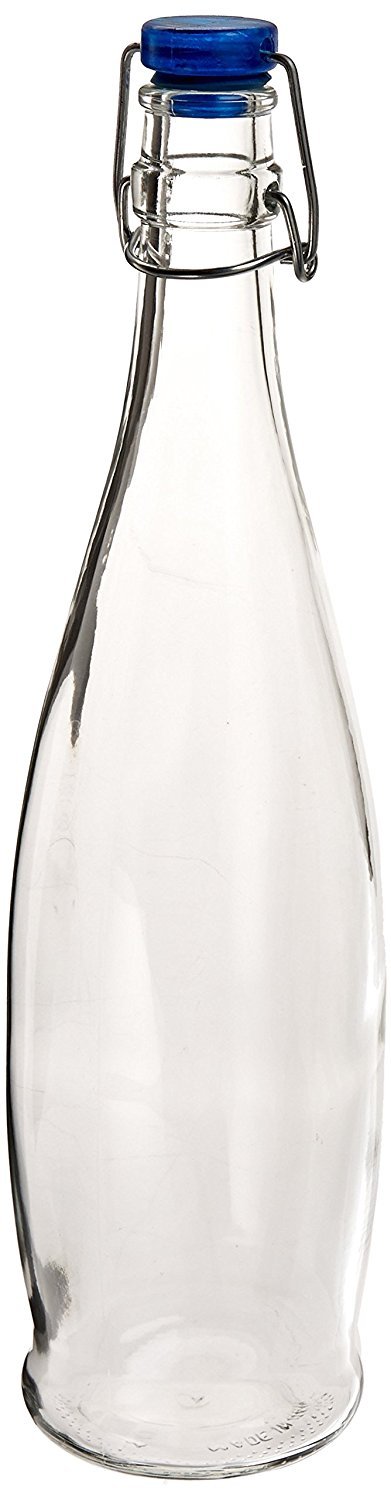 Libbey Glassware 13150020 Glass Water Bottle with Wire Bail Lid, 33-7/8 oz. (Pack of 6)