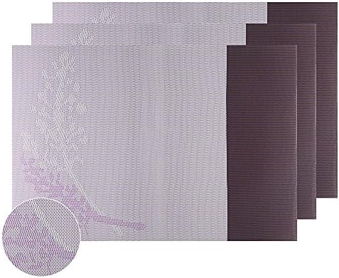 Placemats, Kisstaker Heat-resistant Placemats Stain Resistant Anti-skid Washable PVC Table Mats Woven Vinyl Placemats for Dining Table, Set of 4 Pink