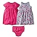 Gerber Baby Girls' 3-Piece Dress and Bloomer Set, Pink Navy Heart 0-3 Months