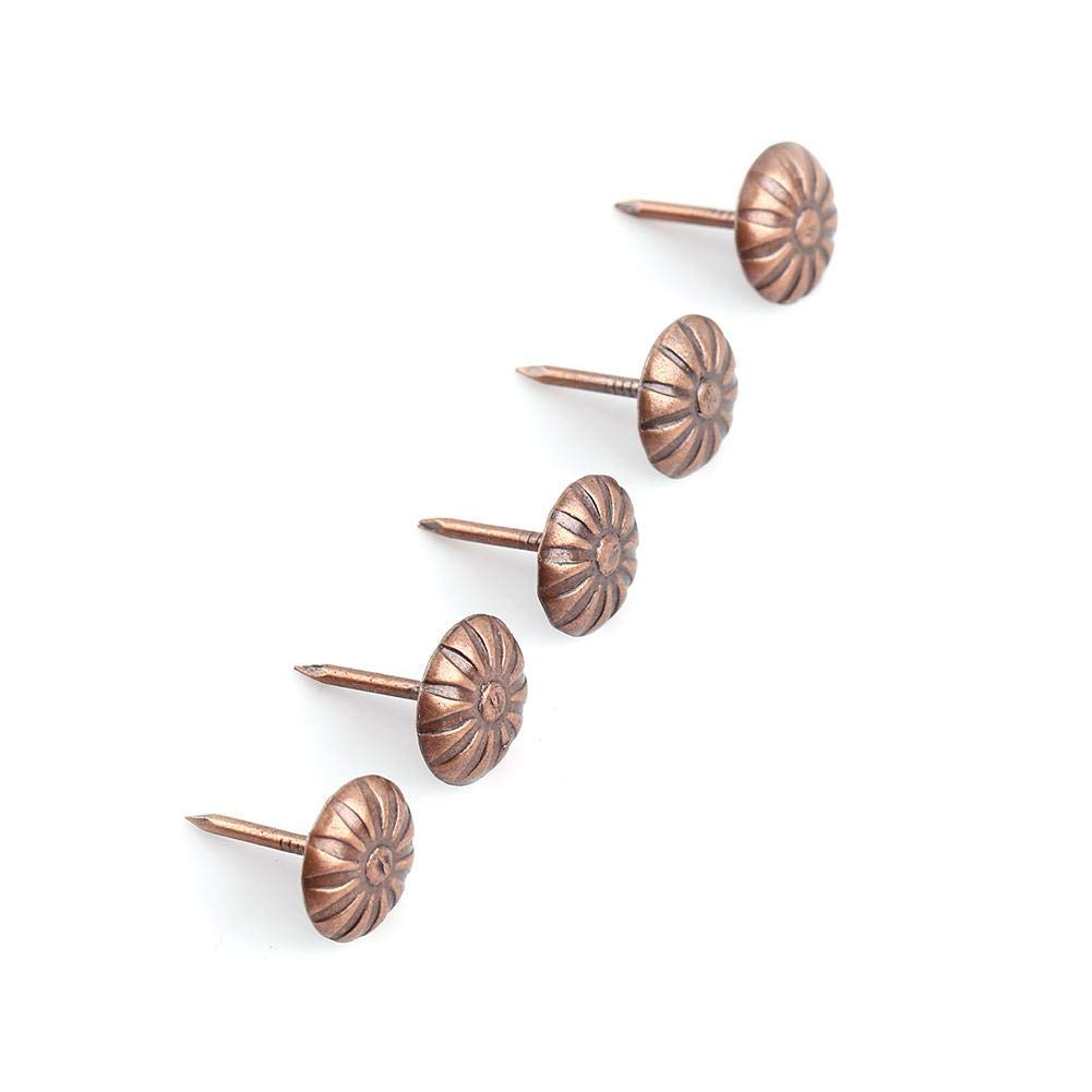 Hilitand 100 Pcs Vintage Elegant Upholstery Tacks, Furniture Nails Pins, Sofa Rivet, Upholstery Pins, Craft Thumbtack Tack, Antique Brass (11 * 16mm), Rivet Tool