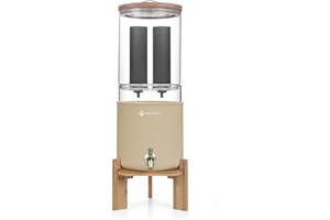 FACHIOO - All Glass Water Purifier, Off Grid Home Emergency Water Filtration System - Gravity Fed Black Carbon Filter - 2.25 Gallon Water Filter- with 7 Inch Stand