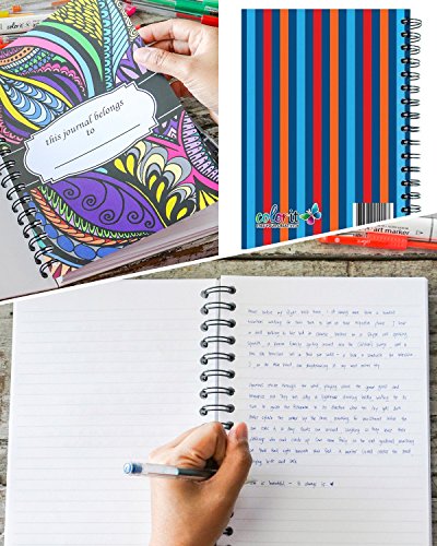 ColorIt Hard Cover Double Spiral Notebook 200 Lightly Lined Pages, 6x8.5 Journal, Planner, Log Book, Diary, Hand Drawn Doodle Design"Believe" Journal - Thumbnail 4