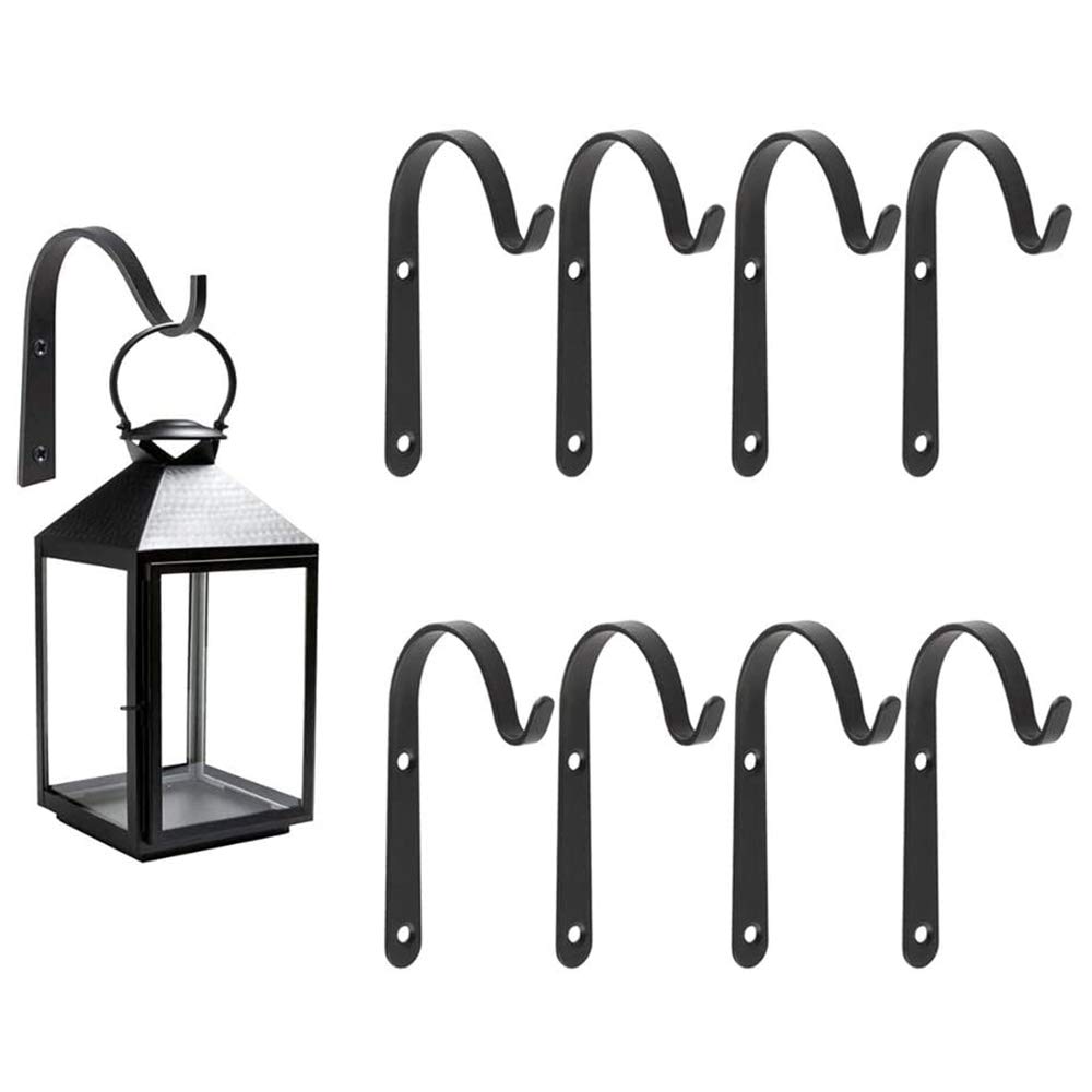 Lifreer 8PCS Hanging Basket Brackets Iron Wall Hanging Hooks Plant Hook for Hang Plants, Bird Feeders, Light, Lanterns, Plants Pots (2.8 * 1.6inches)