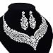 VenFine Clear White Austrian Rhinestone Crystal Hollow Alloy Flower Earrings Collar Necklace Jewelry Gift Wedding Bridal Party Prom
