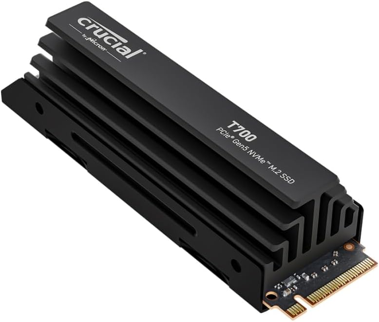 Crucial T700 1TB PCIe Gen5 NVMe M.2 SSD with Premium Heatsink CT1000T700SSD5