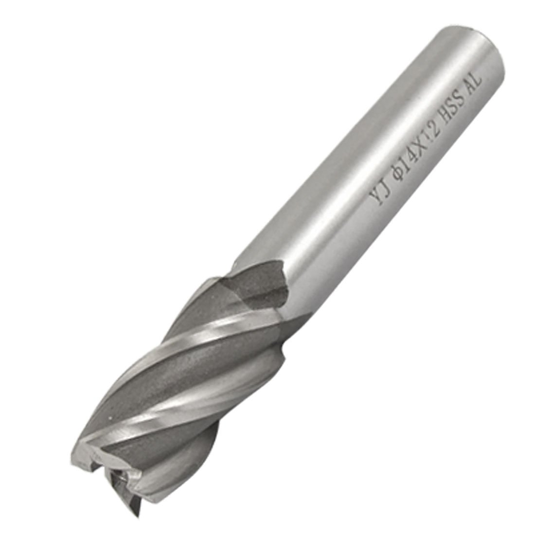 sourcingmap 12mmx14mmx26mmx82mm Machining Cutting Tool Helical Groove 4 Flute Straight Shank Milling Cutter End Mill