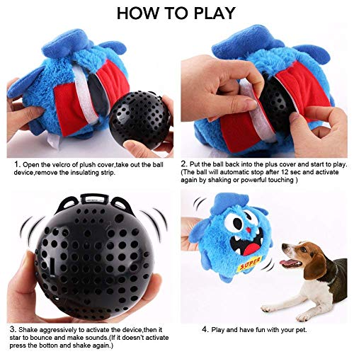 Petbobi Automatic Dog Toys Interactive Plush Giggle Ball Shake Squeak