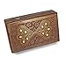 Handcrafted Decorative Wooden Jewelry Box Treasure Chest Lock Box Keepsake Box Watch Box Floral Brass Inlay 8 x 5 Inches Unique Birthday Anniversary Housewarming Gift Ideas For Her Girls