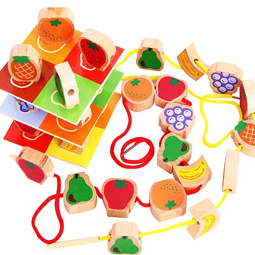 Genius Art Toddler Games - Educational Wooden Toys - Sorting and Color Shapes - Fruit Piles Tower - 60 pcs for Preschool Age - Thumbnail 2